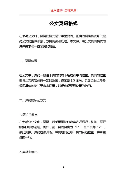 公文页码格式