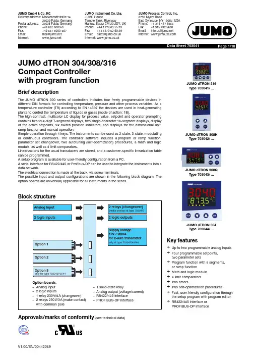 JUMO 703041 产品说明书