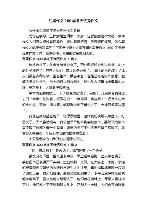 写景作文300字冬天优秀作文5篇