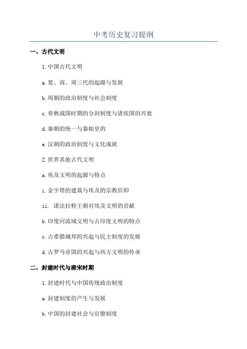 中考历史复习提纲