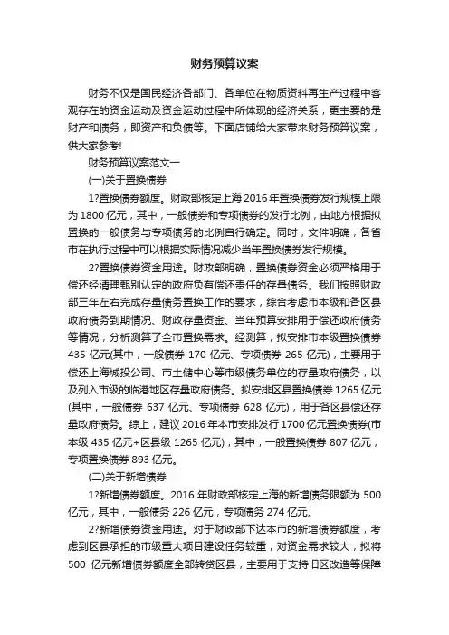 财务预算议案