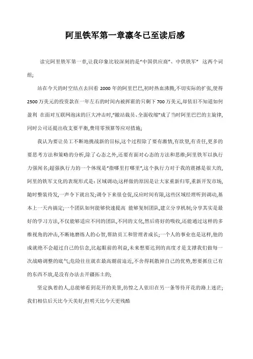 阿里铁军第一章凛冬已至读后感