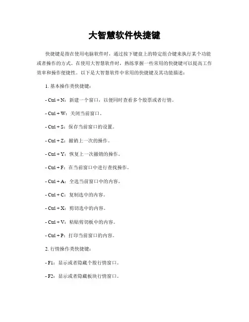 大智慧软件快捷键