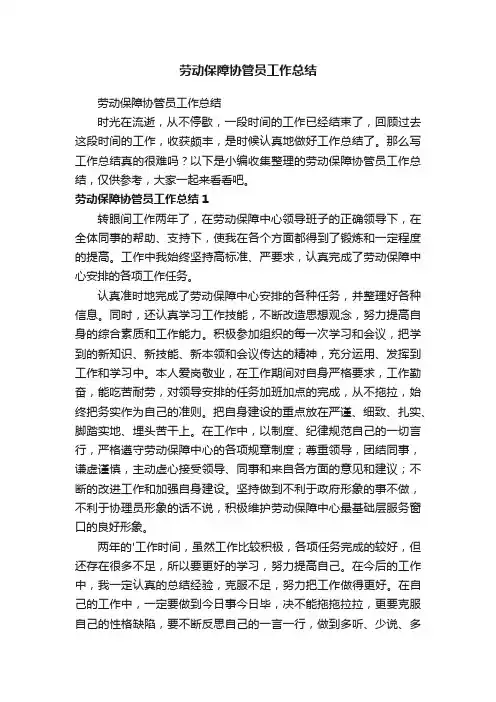 劳动保障协管员工作总结
