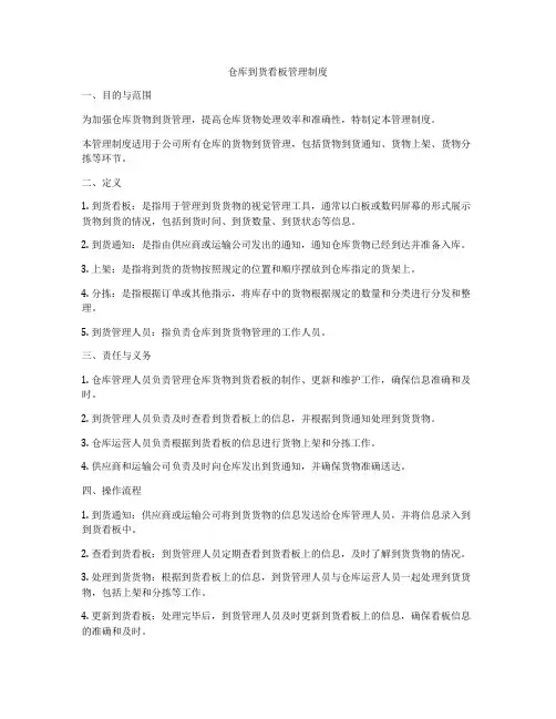 仓库到货看板管理制度