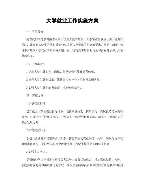大学就业工作实施方案