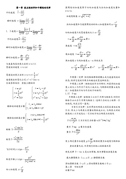 大学物理公式大全