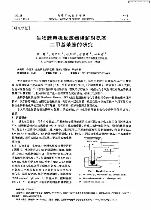 生物膜电极反应器降解对氨基二甲基苯胺的研究