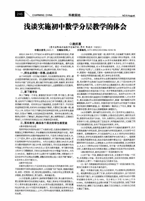 浅谈实施初中数学分层教学的体会