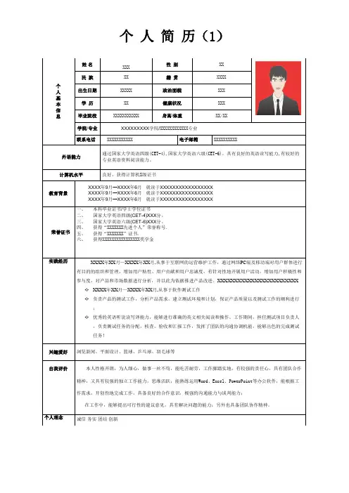 个人简历模板完整版 (精选15套)
