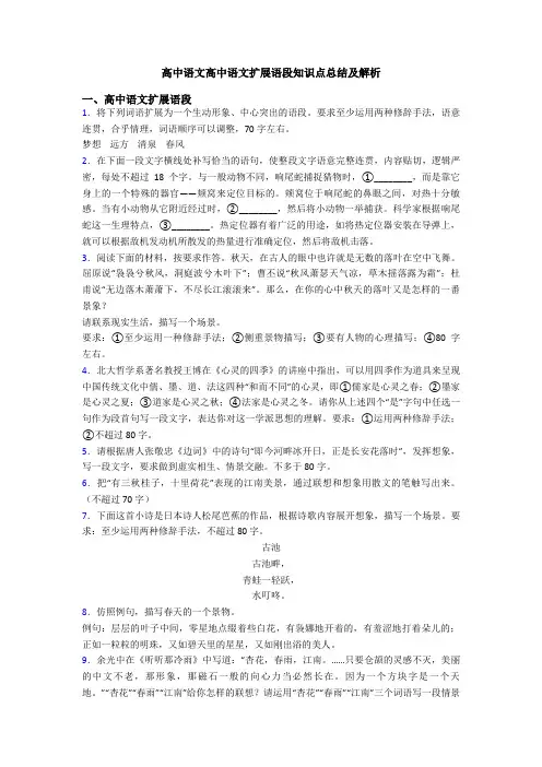 高中语文高中语文扩展语段知识点总结及解析