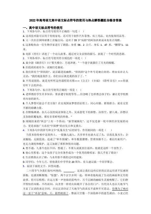 2022年高考语文高中语文标点符号的使用与热点解答题组合练含答案