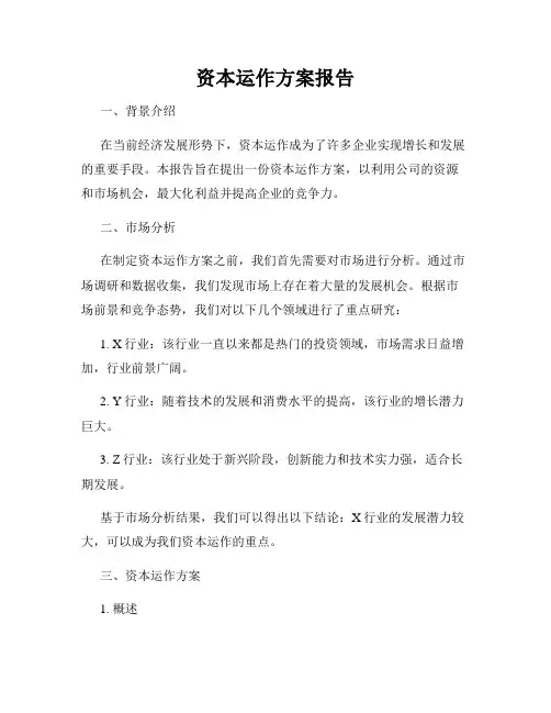 资本运作方案报告
