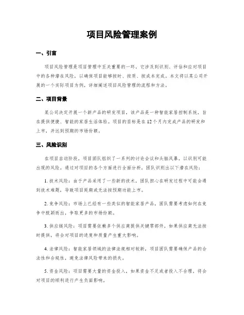 项目风险管理案例