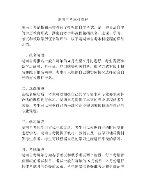 湖南自考本科流程