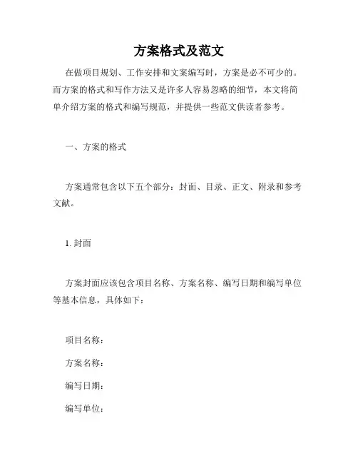 方案格式及范文