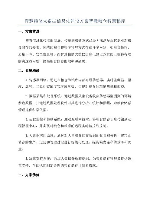 智慧粮储大数据信息化建设方案智慧粮仓智慧粮库
