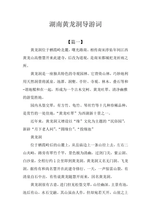湖南黄龙洞导游词