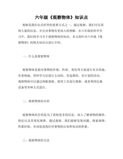 六年级《观察物体》知识点