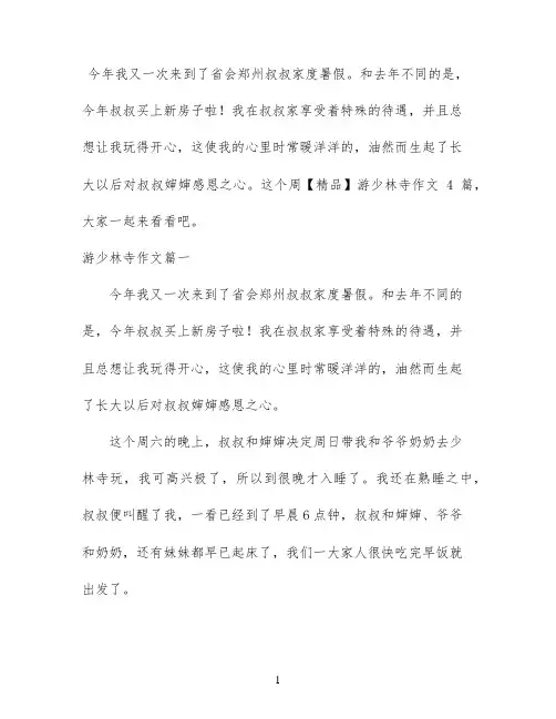 【精品】游少林寺作文4篇