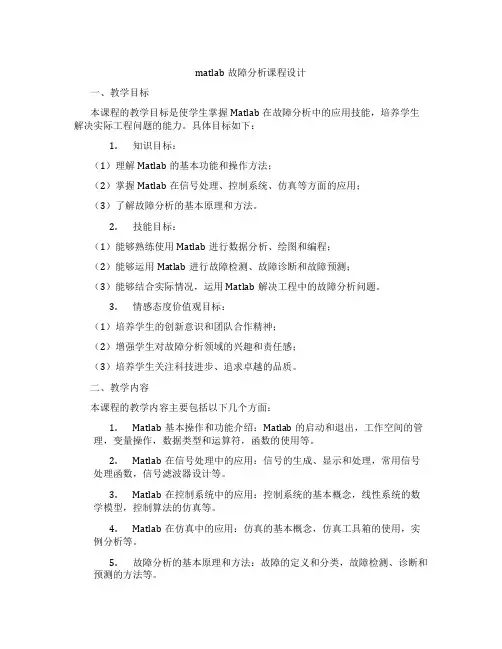 matlab故障分析课程设计