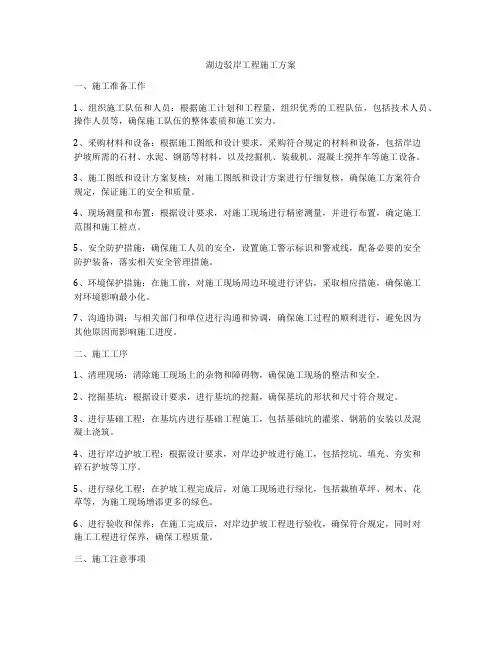 湖边驳岸工程施工方案