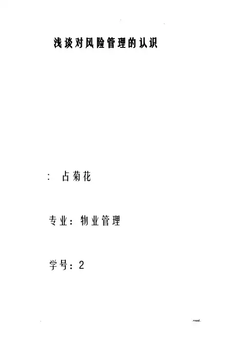 浅谈对风险管理的认识