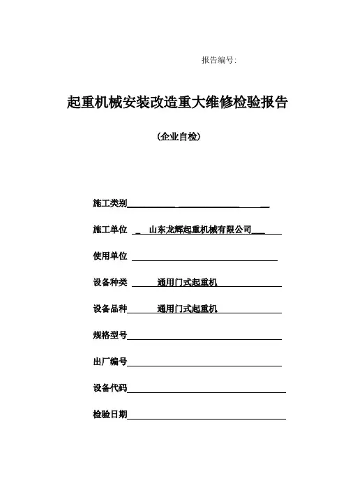 门式起重机自检报告