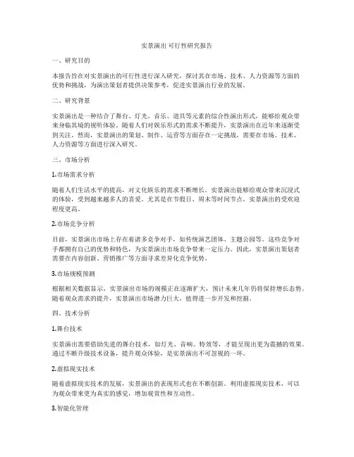 实景演出 可行性研究报告