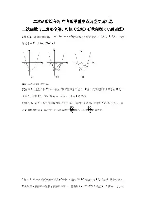二次函数综合题--二次函数与三角形全等、相似(位似)有关的问题(原卷版)-中考数学重难点题型专题汇总