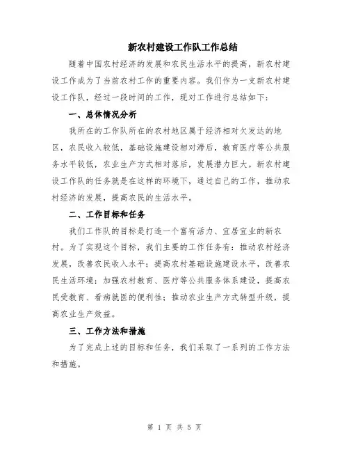 新农村建设工作队工作总结