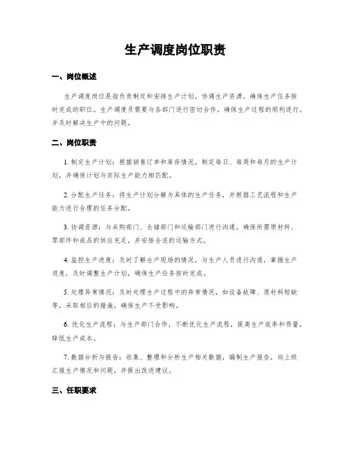 生产调度岗位职责