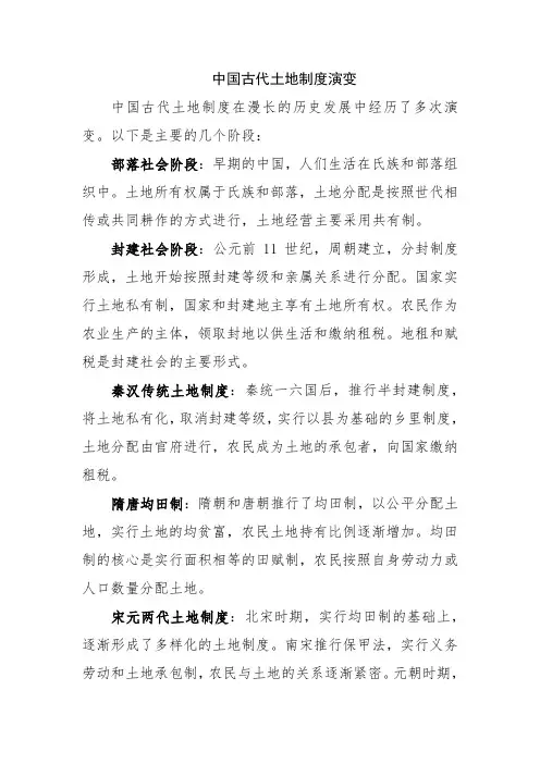 中国古代土地制度演变