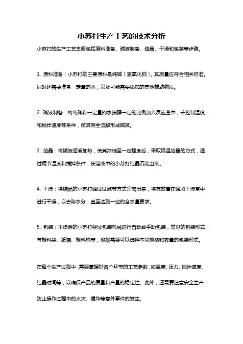 小苏打生产工艺的技术分析
