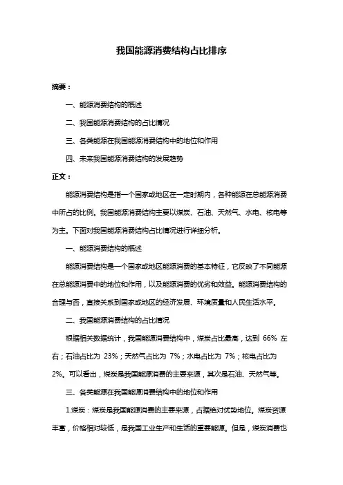我国能源消费结构占比排序