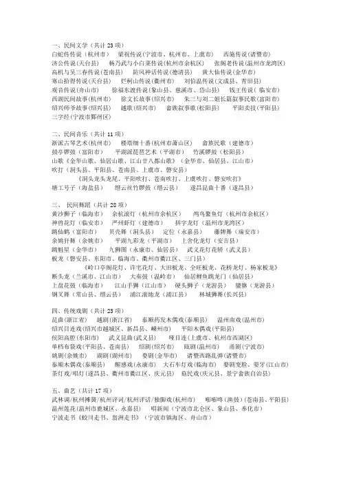 浙江省非物质文化遗产列表