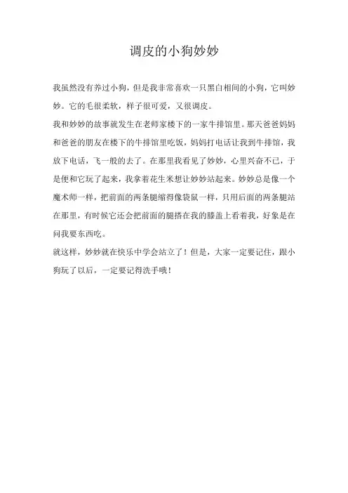 二年级状物调皮的小狗妙妙