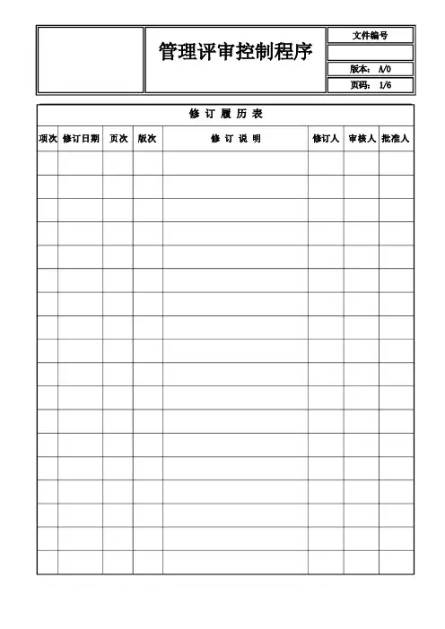 ISO9001质量体系管理评审控制程序样板案例