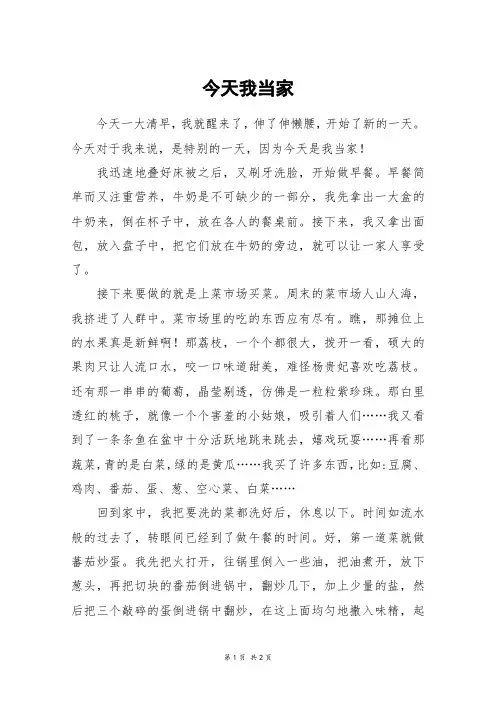 今天我当家_初二作文