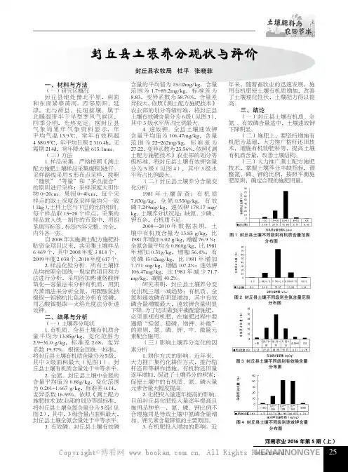 封丘县土壤养分现状与评价