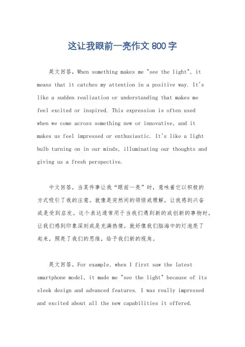 这让我眼前一亮作文800字