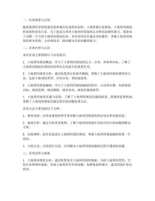 土地利用规划实训报告