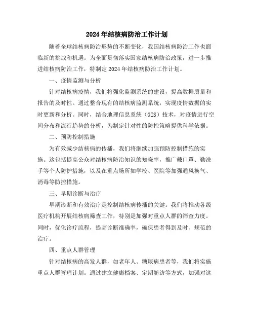 2024年结核病防治工作计划
