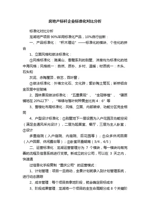 房地产标杆企业标准化对比分析