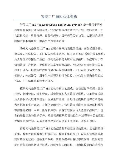 智能工厂MES总体架构