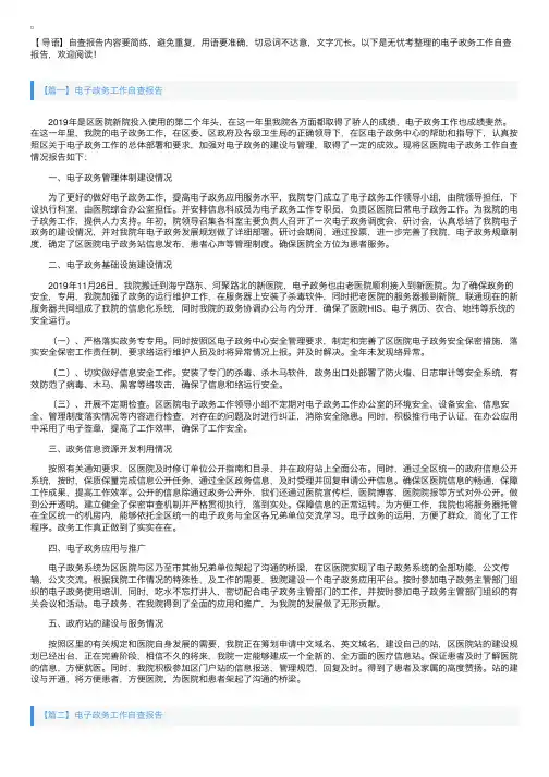 电子政务工作自查报告
