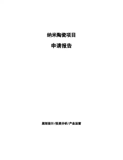 纳米陶瓷项目申请报告