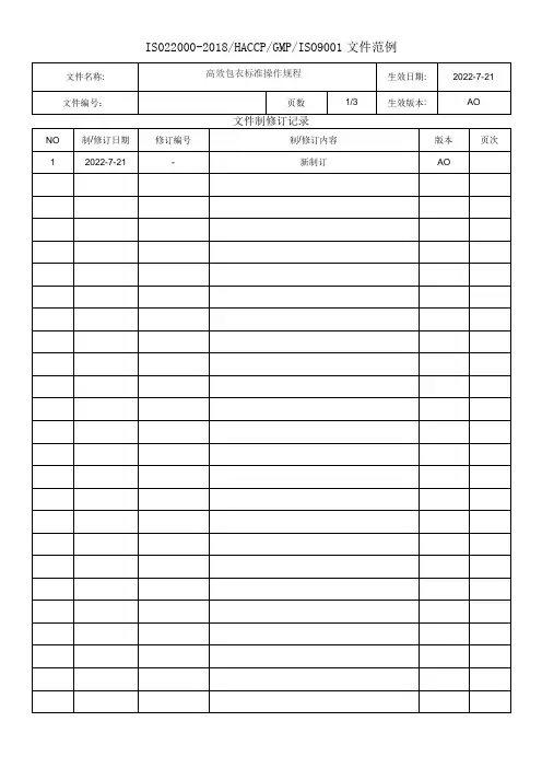 高效包衣标准操作规程