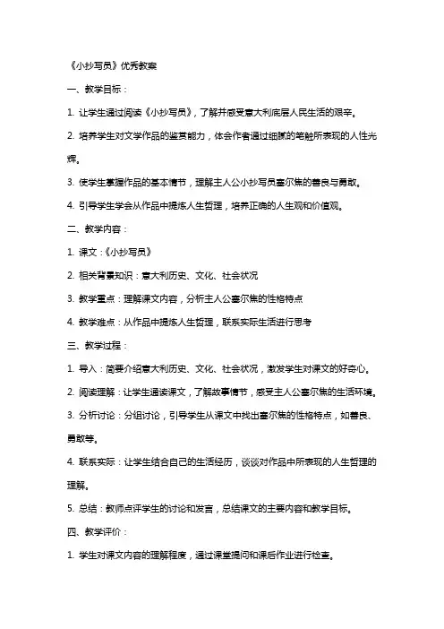 《小抄写员》教案