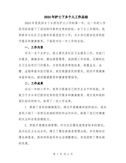 2024年护士下乡个人工作总结